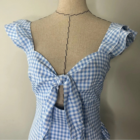 Lena Blue and White Gingham Sundress Size Medium - Picture 3 of 8